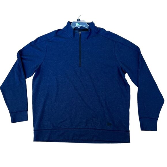 New Era Men's Navy Long Sleeve Tri-Blend Fleece 1/4 Zip Pullover Sweatshirt-2XL - Picture 1 of 3